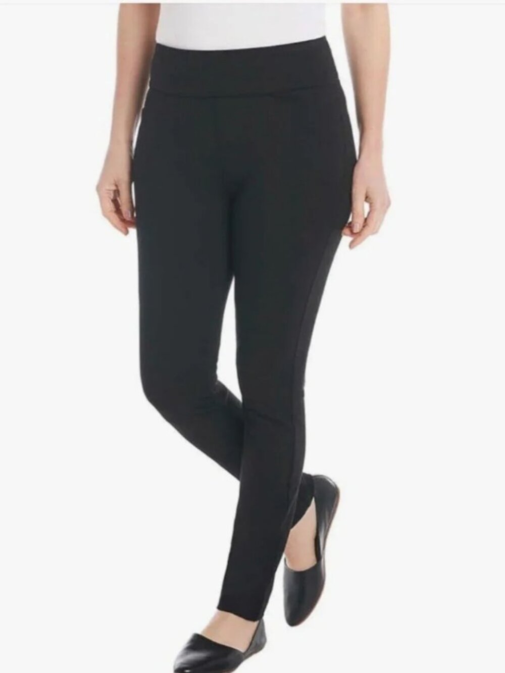 Dalia Pull On Ponte Pants Black Combo XL Women's Slim Leg Career office NWT